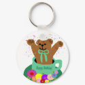 Birthday bear in tea cup key chain keychains