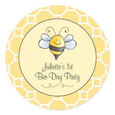 Birthday Bee-Day Favor Sticker | Bumble Bee by Plush_Paper