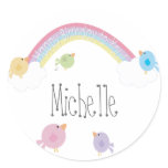 Birthday Birds Personalized Name Cupcake Topper Sticker