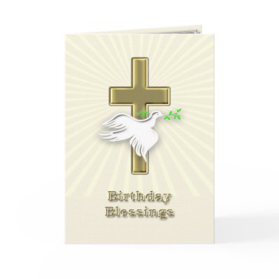 Birthday blessings with a golden cross greeting card by Eggznbeenz
