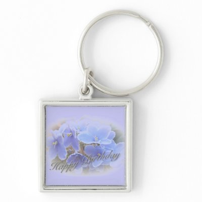 Birthday Blue African Violets Key Chain by CarolsCamera