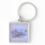 Birthday Blue African Violets Key Chain