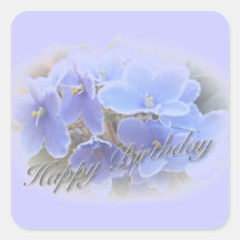 Birthday Blue African Violets Stickers