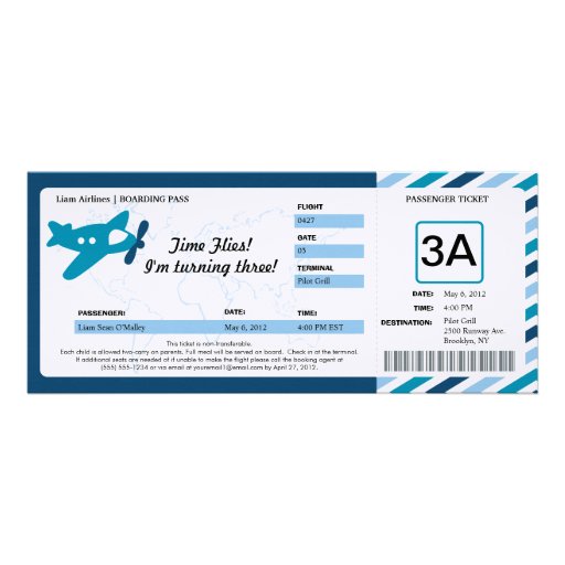 Birthday Boarding Pass Ticket Custom Announcement