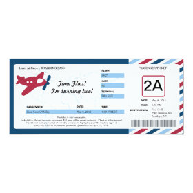 Birthday Boarding Pass Ticket 4x9.25 Paper Invitation Card