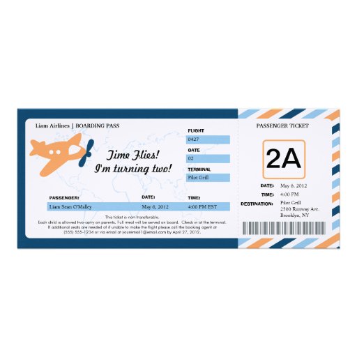 Birthday Boarding Pass Ticket Personalized Invite