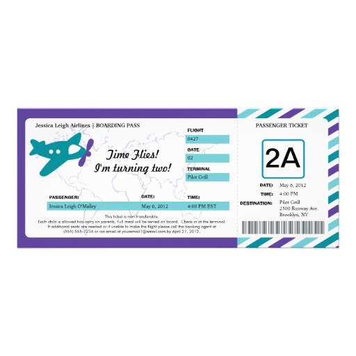 Birthday Boarding Pass Ticket Personalized Invites