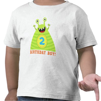 Birthday boy 2 years funny monsters kids t-shirt