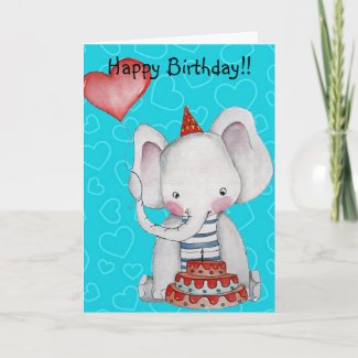 Birthday Boy Elephant Greeting Card