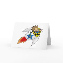 Birthday boy in a rocket greeting card