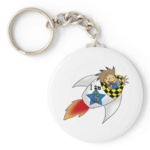 Birthday boy in a rocket keychain