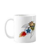 Birthday boy in a rocket coffee mugs