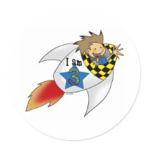 Birthday boy in a rocket stickers