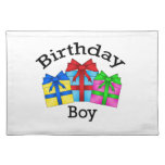 Birthday boy in black with presents placemats
