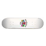 Birthday boy in black with presents skateboard deck