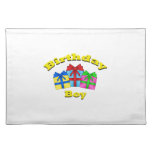 Birthday boy in yellow with presents place mats