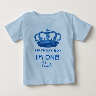 Birthday Boy Royal Prince Crown One Year Old V07N Tee Shirts