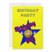 Birthday Boy Smiley Face Party Invitation by SmilinEyesTreasures Birthday Boy Smiley Face Party Invitation