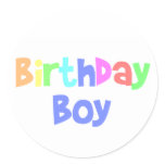 Birthday Boy Round Stickers