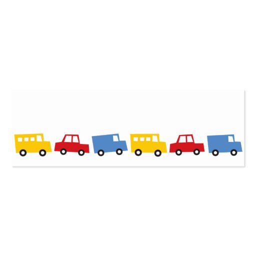 Birthday Boy Toys Colorful Cars Trains Bus Trucks Business Cards (back side)