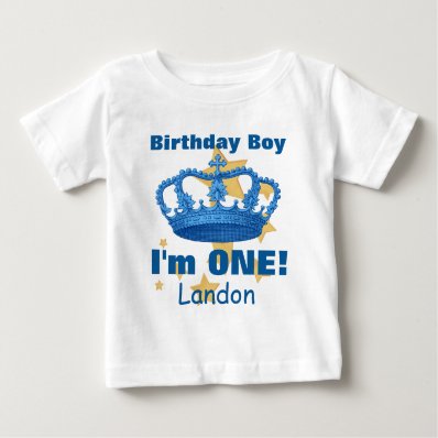Birthday Boy with Crown I&#39;m ONE! Custom Name V06N2 Infant T-shirt