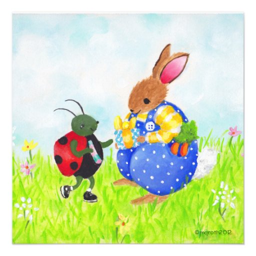 Birthday bunny and bug invitation