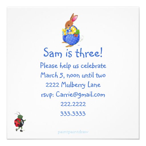 Birthday bunny and bug invitation