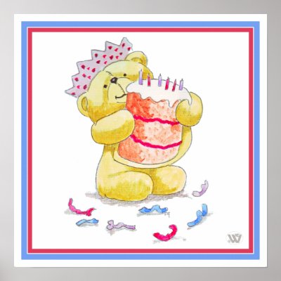 Birthday Cake Bear Poster by bearlovertshirts