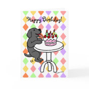 Birthday Cake Black Labrador Cartoon Card