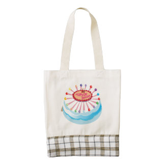Birthday cake cartoon zazzle HEART tote bag