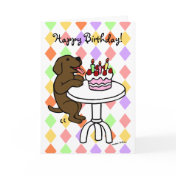 Birthday Cake Chocolate Labrador Cartoon Greeting Cards