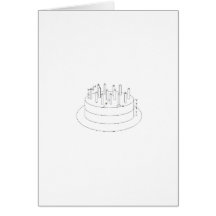 Birthday Cake - Drafted Architectural Style Greeting Cards