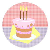 Birthday Cake (Gingham) stickers by whupsadaisy Birthday Cake (Gingham) stickers
