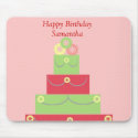 BIRTHDAY CAKE MOUSE PAD PINK AND GREEN mousepads