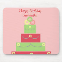 BIRTHDAY CAKE MOUSE PAD PINK AND GREEN mousepads