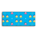 Birthday cake pattern on blue. envelopes