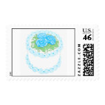 Birthday Cake with Blue Flowers postage
