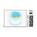 Birthday Cake with Blue Flowers postage by twopurringcats Birthday Cake with Blue Flowers postage