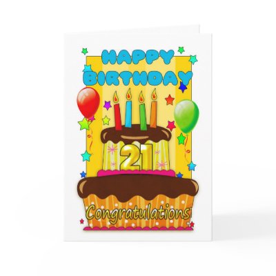 birthday cake with candles - happy 21st birthday cards by moonlake