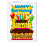 birthday cake with candles - happy 90th birthday greeting card