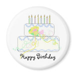 Birthday Cake with Candles Refrigerator Magnets