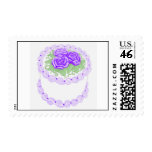 Birthday Cake with Purple Flowers Postage Stamps