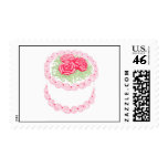 Birthday Cake with Red Flowers Postage Stamp
