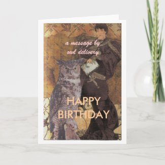 birthday card, a message by owl delivery, HAPP... zazzle_card