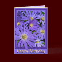 Birthday Card Blue Flowers Greeting Card Blank