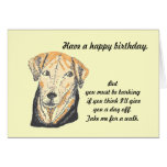 Birthday card, Cute and funny dog with joke.
