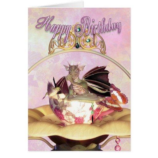 Birthday Card Dragon Sucking Thumb Humming Bird Zazzle