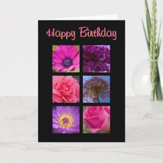 Birthday Card - Pink Purple Flowers