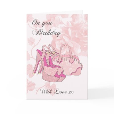 Birthday Card Pink - Shoes And Handbag - Purse by moonlake