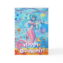 Birthday Card Pink Tailfin Mermaid